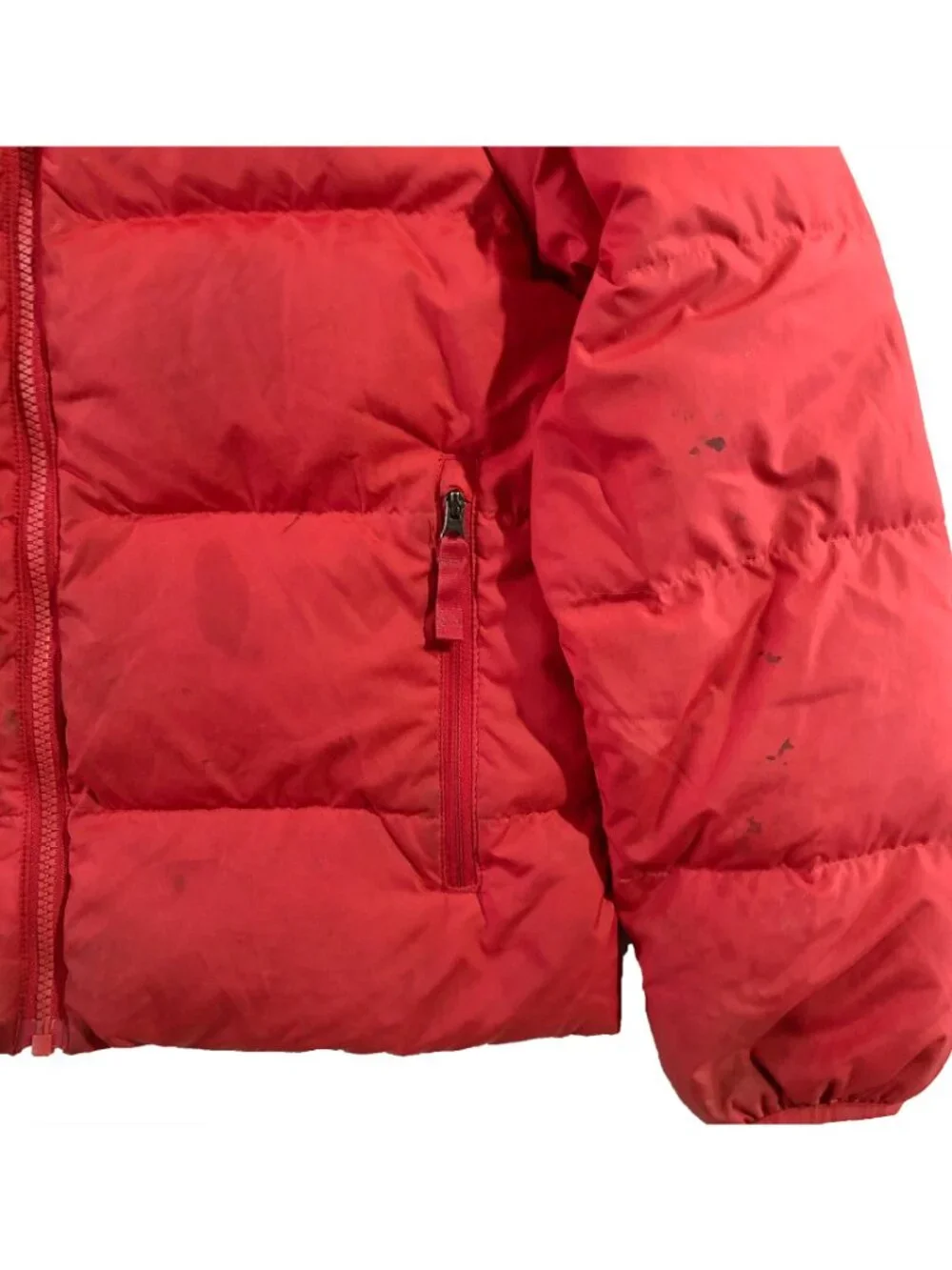 The North Face Puffer Jacket Boys Size 10 Red 600 Hooded Reversible Quilted